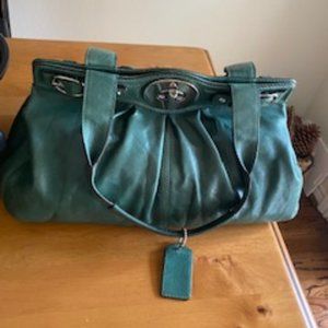 Green Coach leather bag